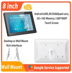 Wall Mount Android Tablet 8 Inch Capacitive Touch Screen Multi Media Display POE Monitor Smart Home TV Controller WIFI BT