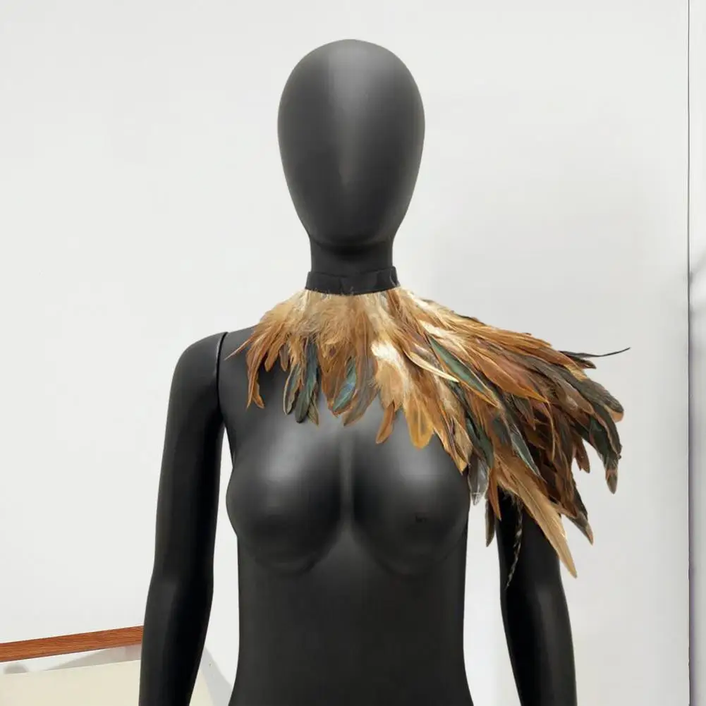 Cosplay Feather Shrug Shawl Shoulder Wrap Cape Adjustable Retro Gothic Collar Party Stage Performance Fake Collar Dancer Costume