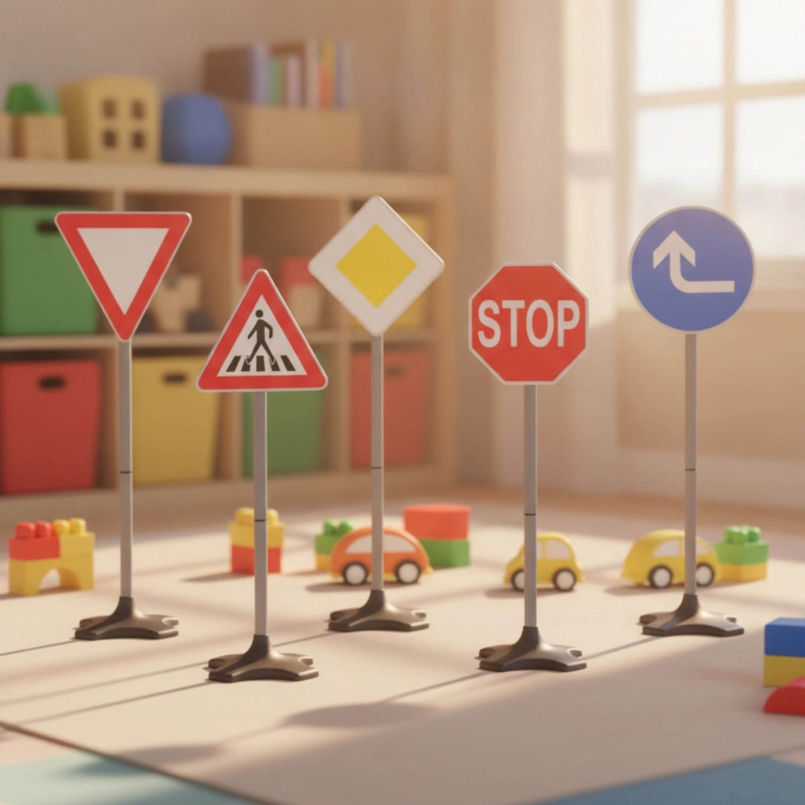 5 Pieces Traffic Sign Toy Imaginative Road Sign Toy Traffic Signs Upright Playset Miniature for Children, Playroom, Classroom