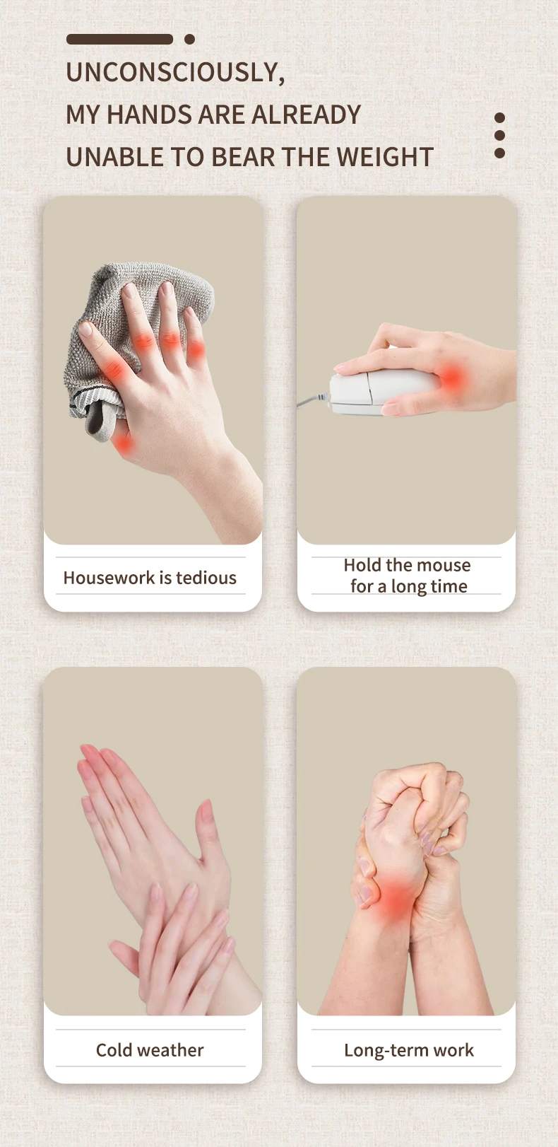 Handmassagegerät mit Luftkissen, 5 Intensitätsstufen, Luftdruckmassage für Finger, Handgelenk und Handfläche, Vibrationshandschuh zur Entspannung der Handmuskulatur, Geschenk für Männer und Frauen. – Detail 3
