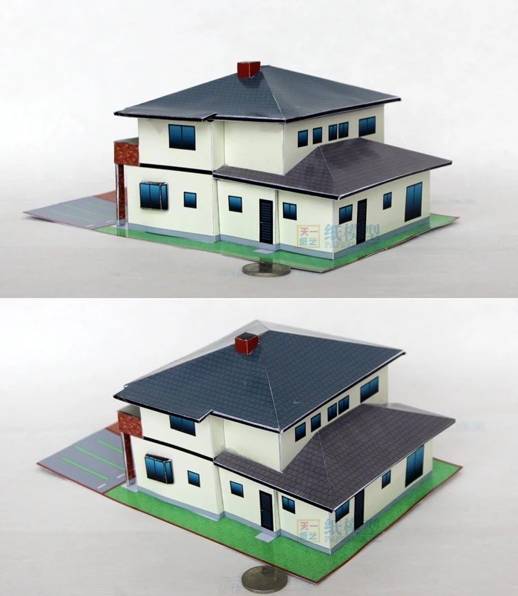 Villa Building 3D Paper Model DIY Educational Parents And Children Handicraft Course Origami Construction Papercraft Toy