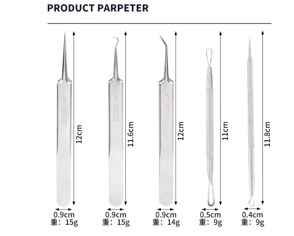Professional Ultra-fine No. 5 Acne Blackhead Removal Tweezers Beauty Salon Pimples Needles Deep Cleaner Clip Face Skin Care Tool