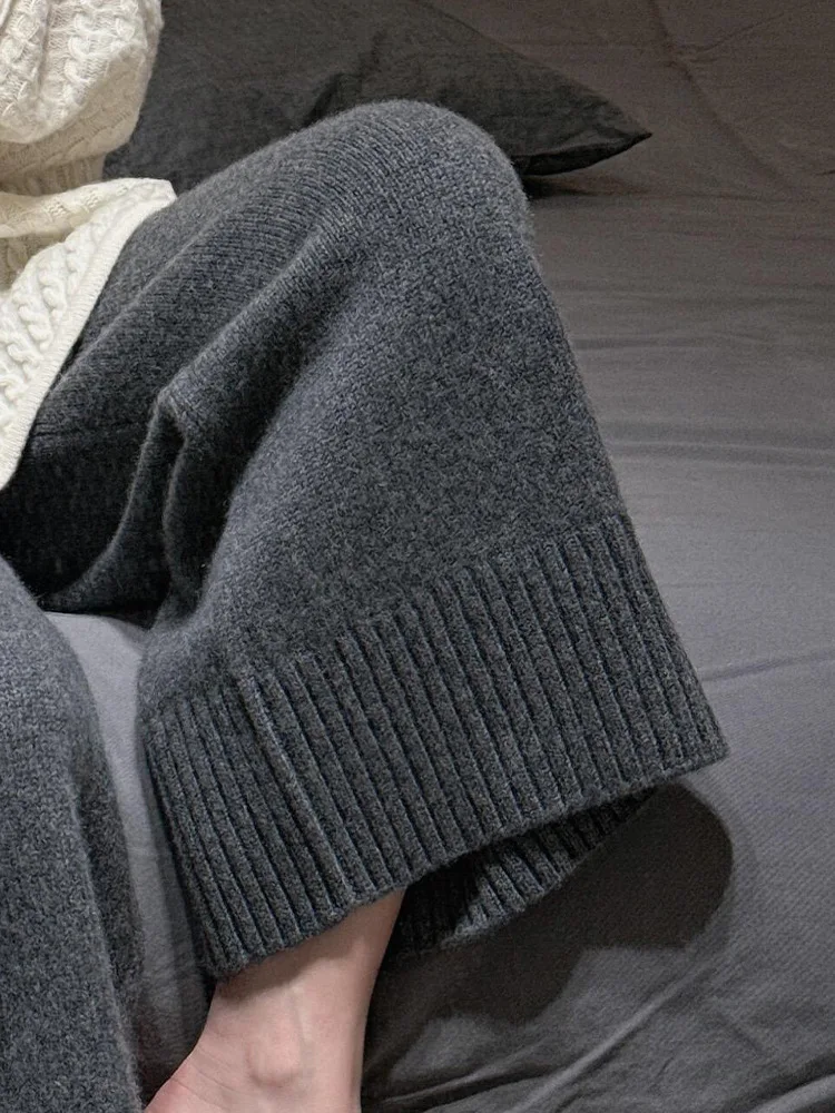 Herbst- und Wintermode 2025, Kaschmirhose, Freizeithose mit weitem Bein