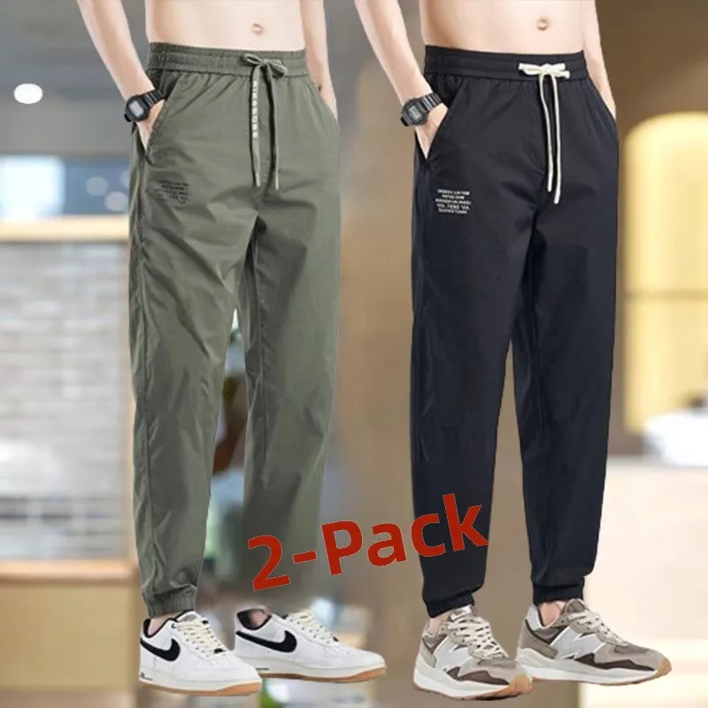 

Casual Harajuku Sle Men's Summer Thin Loose Workwear Trousers Loose Cuffed Sports Nine Points Long Trousers Youth Faion