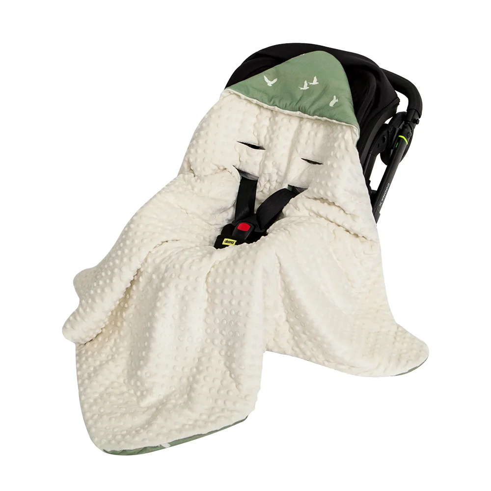 Infant Car Seat Blanket With Windproof Hooded 90*90Cm Double Sides Usable Autumn Winter Warm For Boys Girls Baby Blanket
