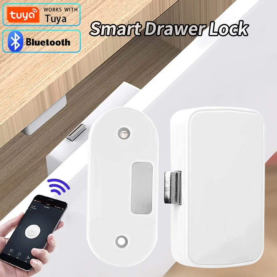 Tuya Smart Drawer Lock Wireless Bluetooth No Hole Home File Cabinet Furniture Electronic Keyless Invisible NFC Sensor Locks