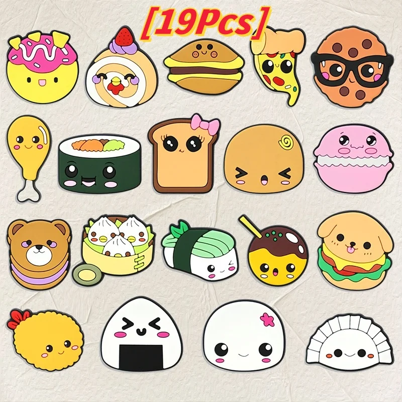 

19Pcs Cartoon Cute Food Series Shoe Flowers Shoe Buckle Holes Shoe Decoration Accessories DIY Detachable