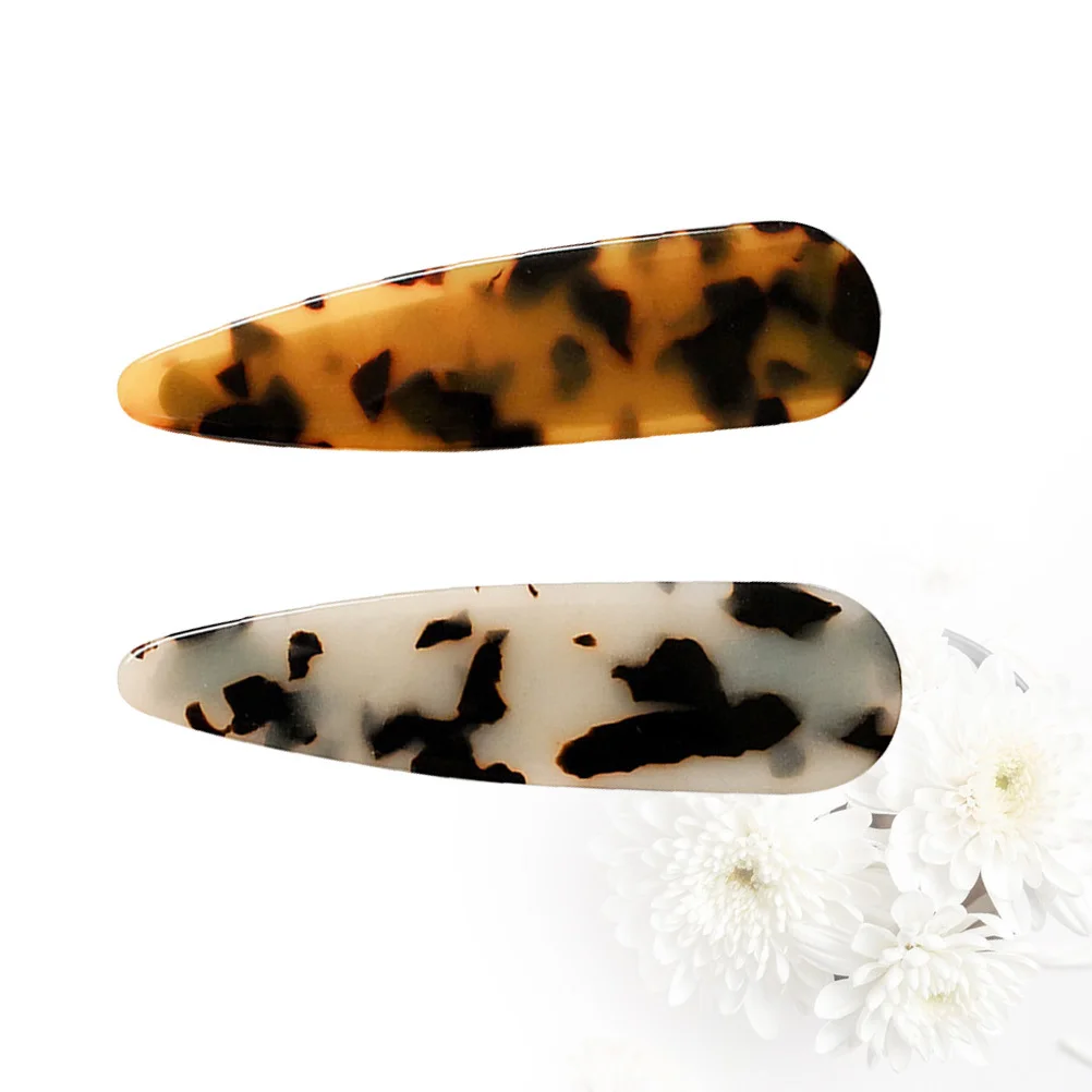 قطعتان من مشابك الشعر الرخامية البسيطة، مشابك منقار البط، إكسسوارات شعر التمساح للسيدات والنساء (القهوة والبيج)