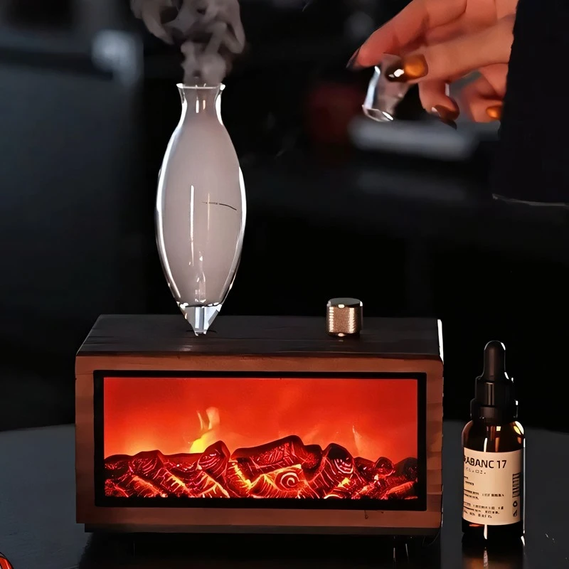 Fireplace aroma diffuser Thanksgiving atmosphere opening gift box