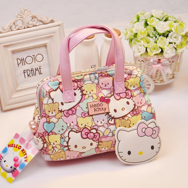 

Kawaii Sanrio Hello Kitty Cosmetic Bag For Women Cute Girly Heart Large Capacity Storage Bag Lipstic Makeup Organizer Handbag