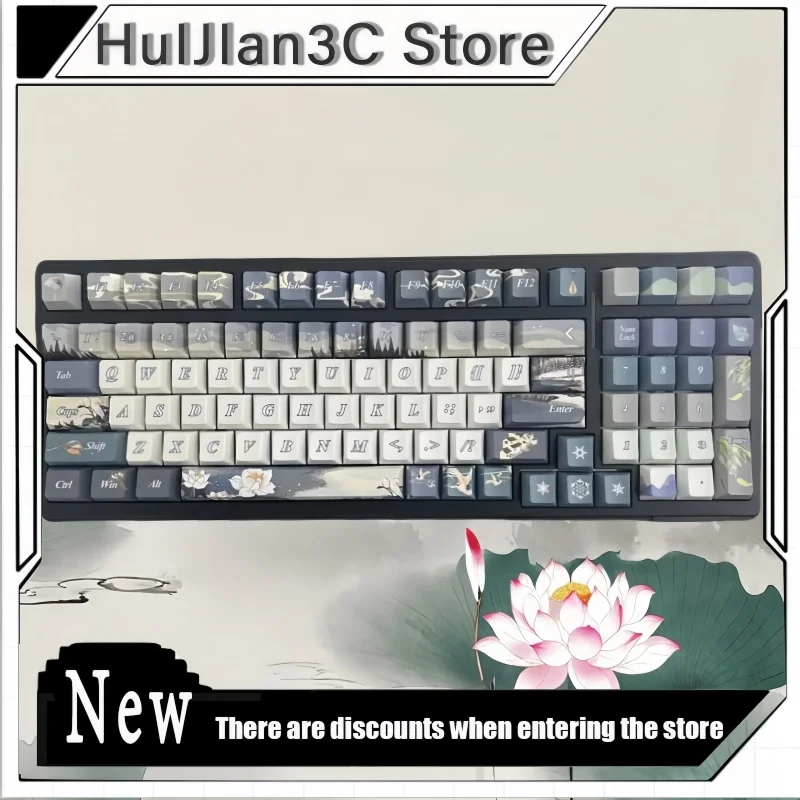 Snowy Spring Mountain Theme Keycaps Pbt Keycap Thermal Sublimation Personalized Mechanical Keyboard Keycaps Game Keyboard Keycap