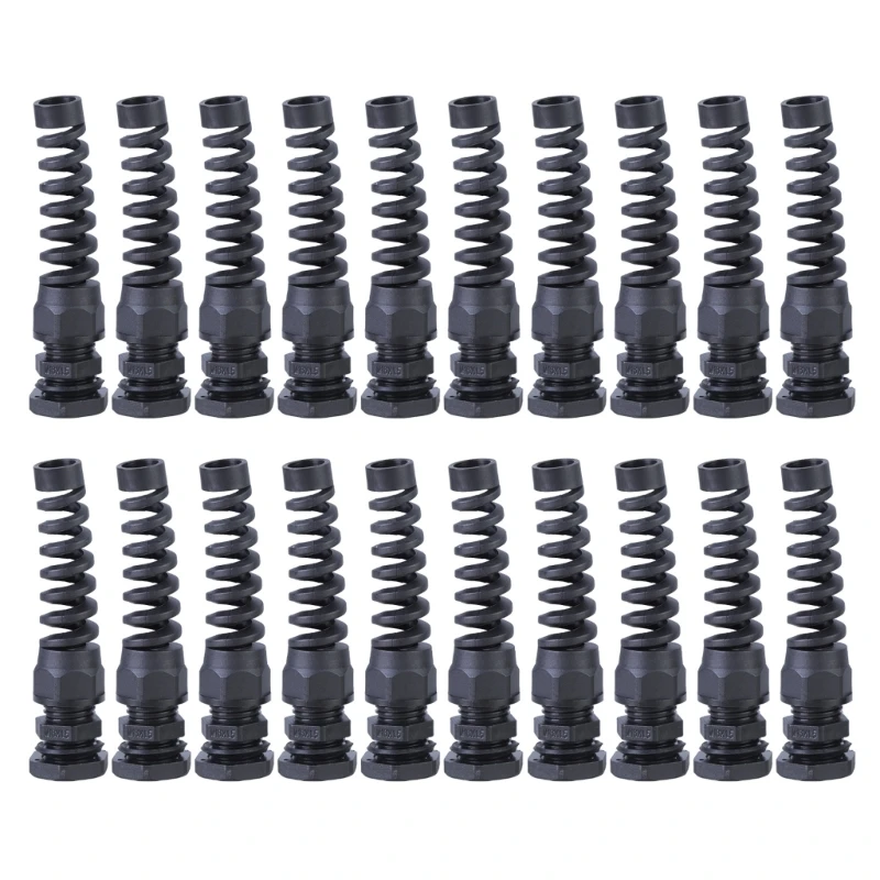 

20pcs Nylon Whirling Cable Glands High Waterproof Performances Cable Adapter Simple Installation for Industrial Use