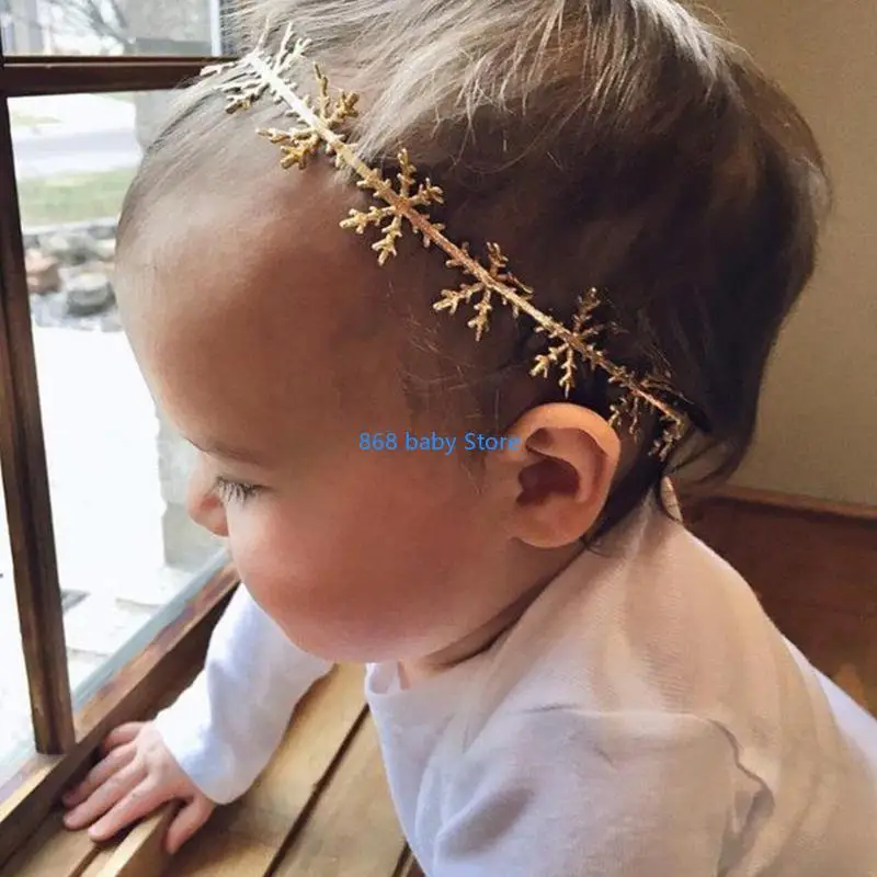 29EE トレンディな女の赤ちゃんヘッドバンドスタイリッシュな帽子スノーフレークヘッドバンドクリスマス用弾性頭飾り写真小道具幼児用