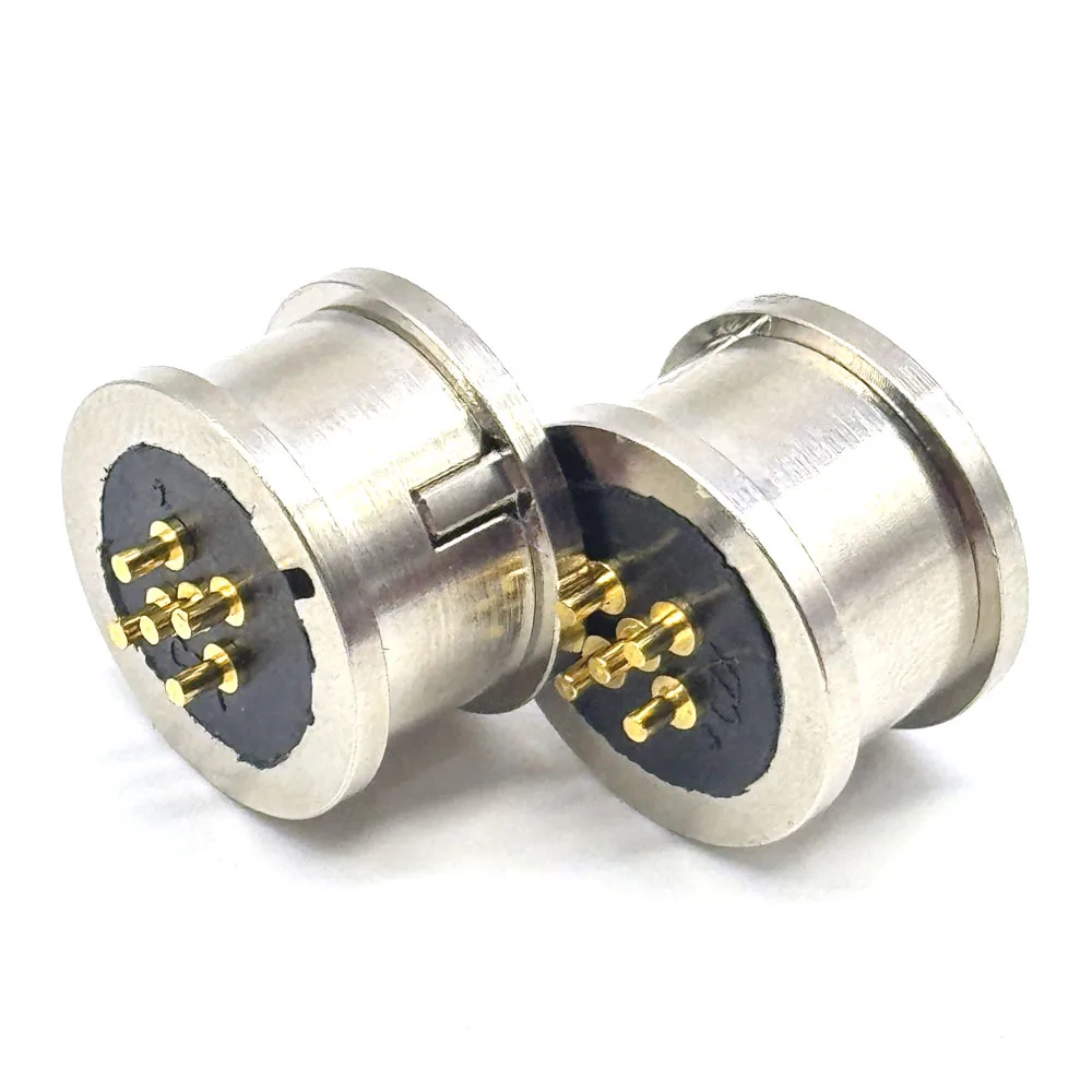 

3П 4П 360 ° Магнитный разъем PogoPin постоянного тока для слепых всасывания Pogopin «папа-мама» 2A, водонепроницаемая сильноточная подпружиненная розетка