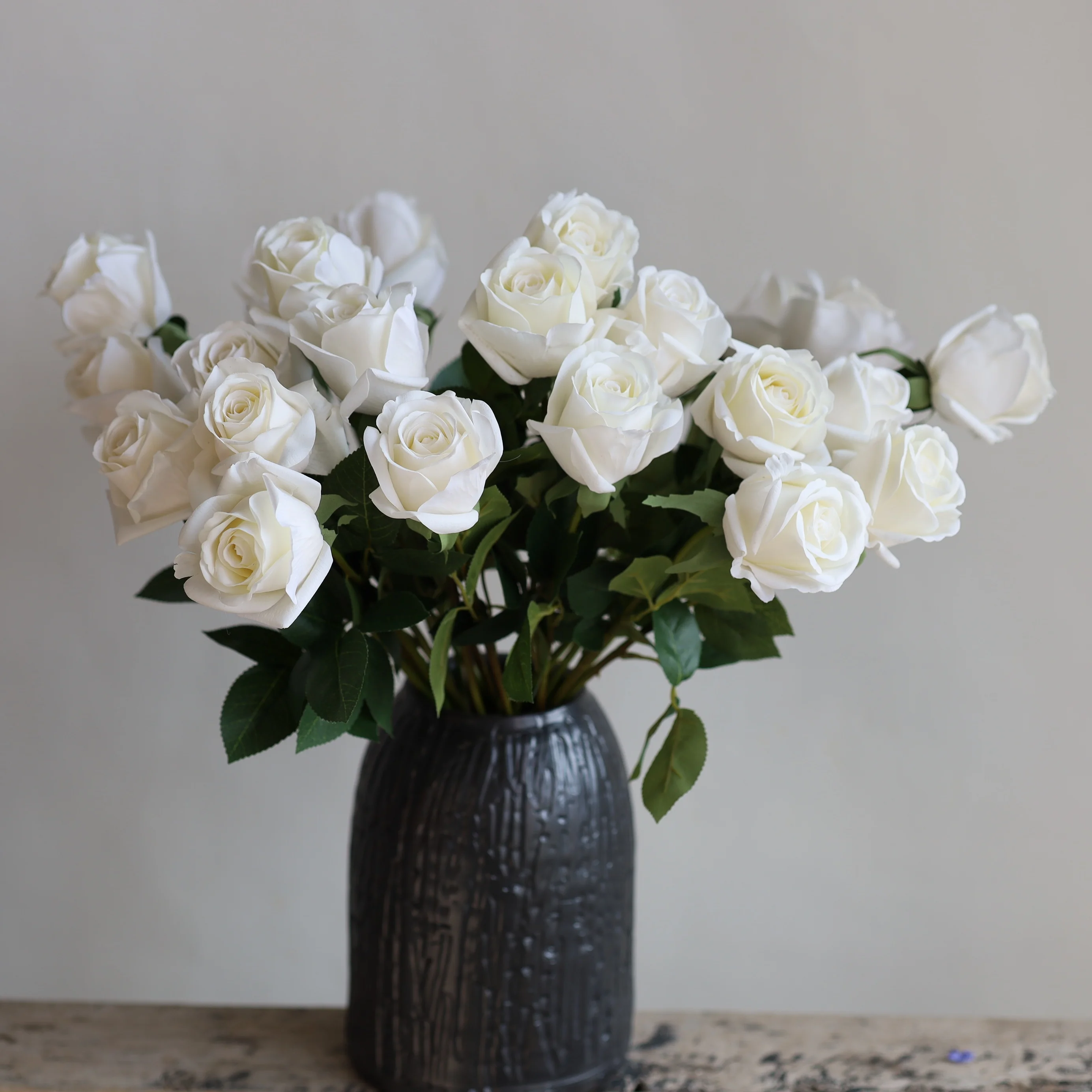 18.9“ Morandi White Real Touch Fake Roses, Faux White Flowers, DIY Florals /Wedding/Home Decoration/Gifts For Her, DIY Bouquets