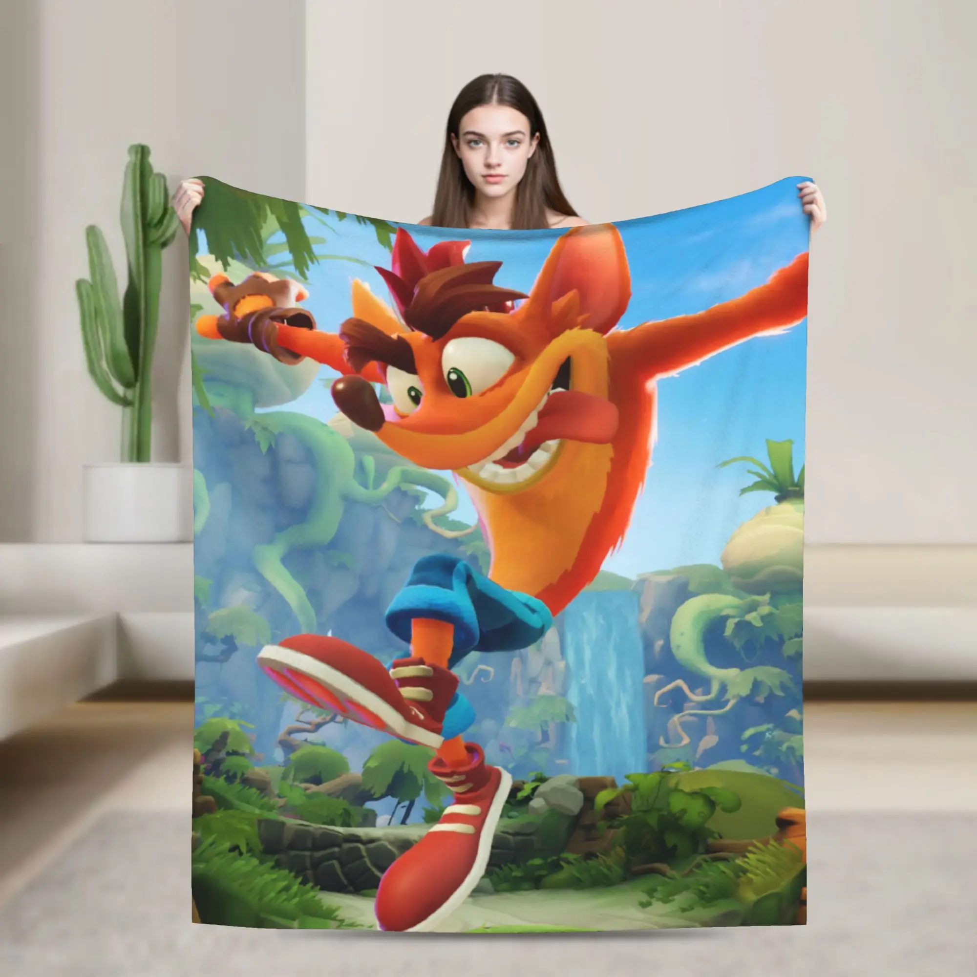Crashed Game Bandicoots Blankets Coral Fleece Plush Spring/Autumn  Multi-function Throw Blankets for Home Travel Bedspread
