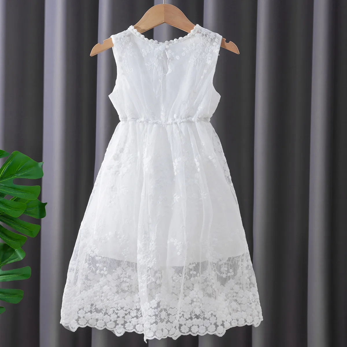 Baby Kids Lace White Dresses for Girls Clothes Summer Princess Outfits Teenagers Sleeveless Children Costumes 4 6 8 10 12 Years