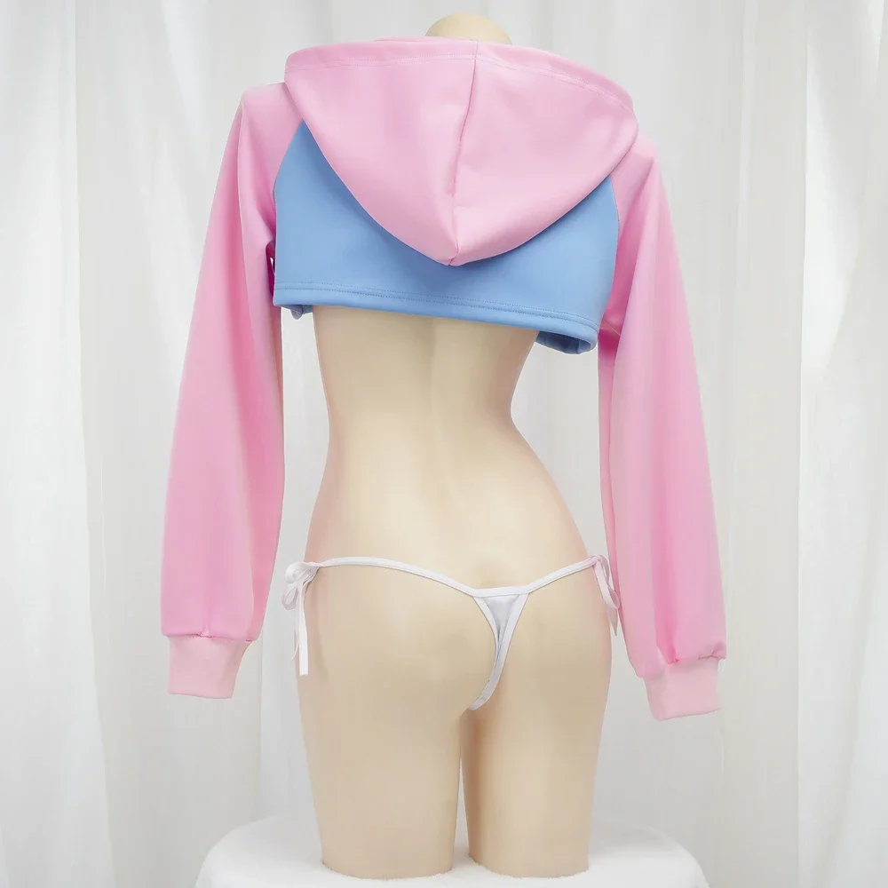 Game Over Anime Girl Pink Blue Short Hoodie Hoodie Uniform Role Playing Costume Sexy Role Playing Costume view 4