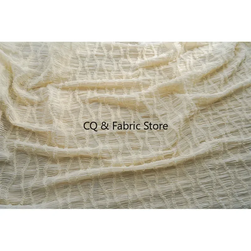 قماش دانتيل شيفون مطرز باللون البيج لفستان البنات، فستان الزفاف، فستان الصيف