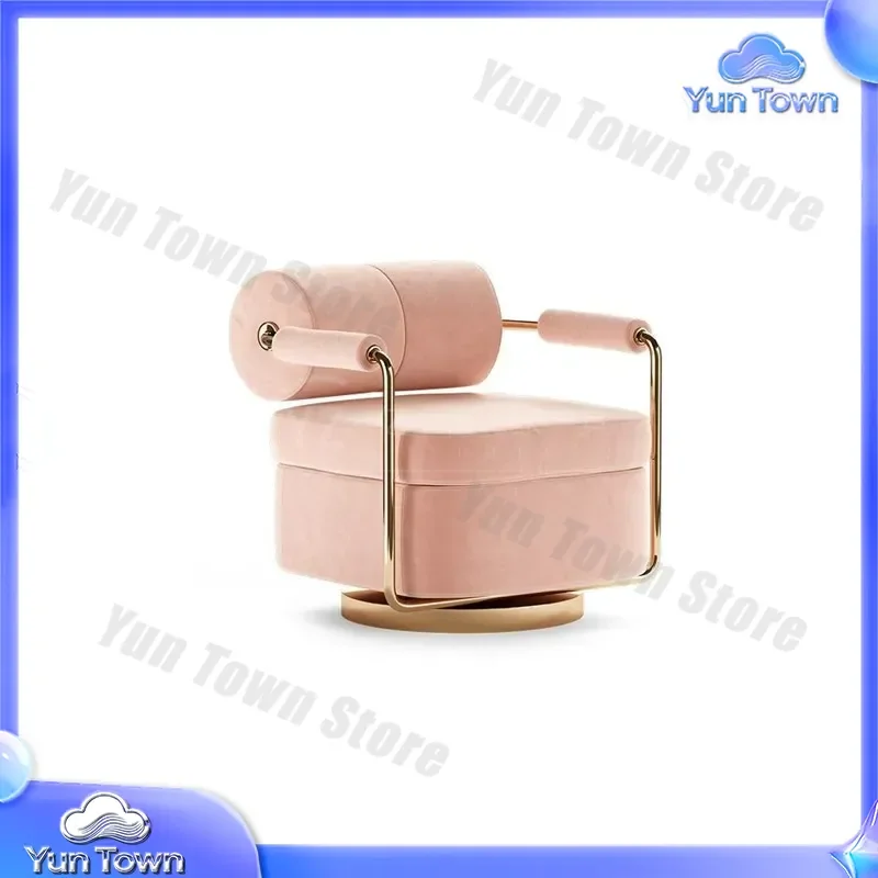 for Italian Light Luxury Stainless Steel Sofa Chair for Living Room Nordic Soft Decoration Designer Model Room Casual Fabric