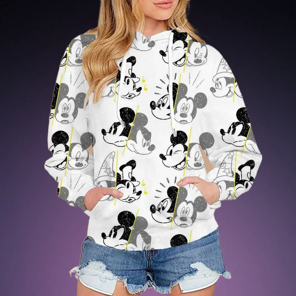 

2025 Women's Hoodies Men's Autumn Long Sleeve Harajuku Disney Needlework and Mickey 3D Printed Casual Sweatshirt Y2K