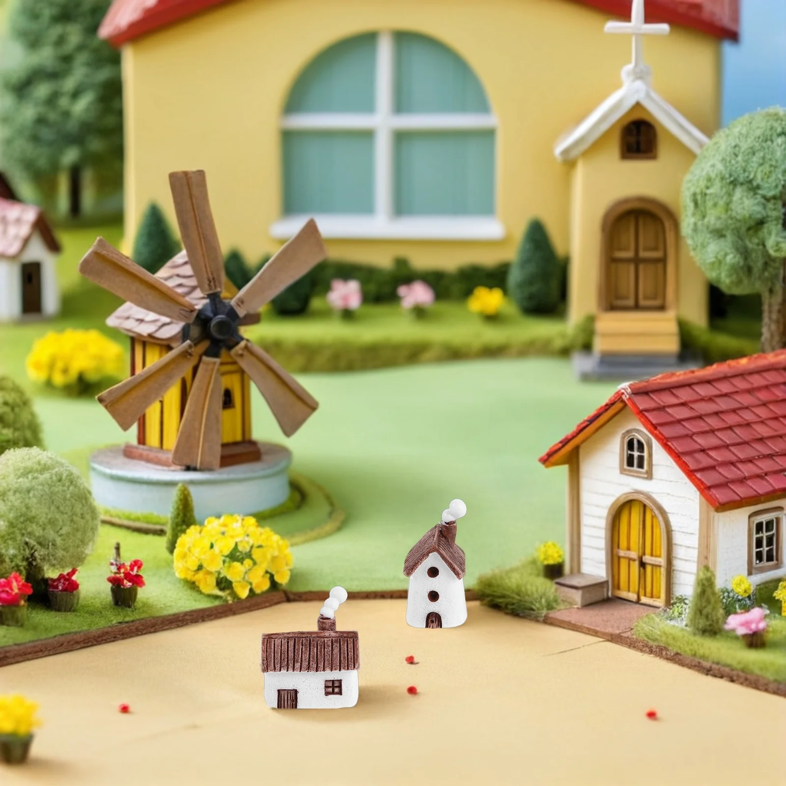 

8pcs Micro Landscape Decor Resin Mini Stone House For Fairy Garden Terrarium Cottage Diy Vintage Home Ornament