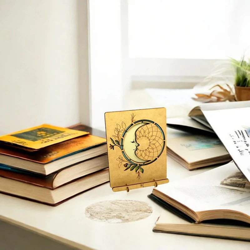 3D Wooden Sunset Postcard Stand Eco-Friendly Greeting Card Desktop Decor for Home Office, Unique Birthday Gift