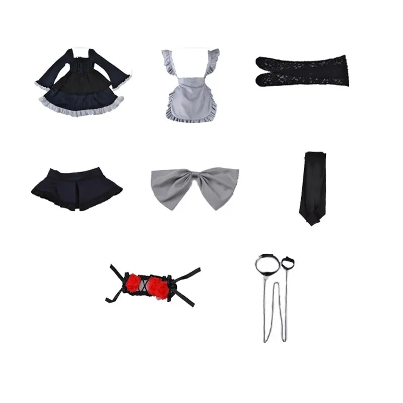 

qq34Hemixush Anime Cos Kitagawa Marin Cosplay Costume Party Uniform Full Set Female Maid Suit