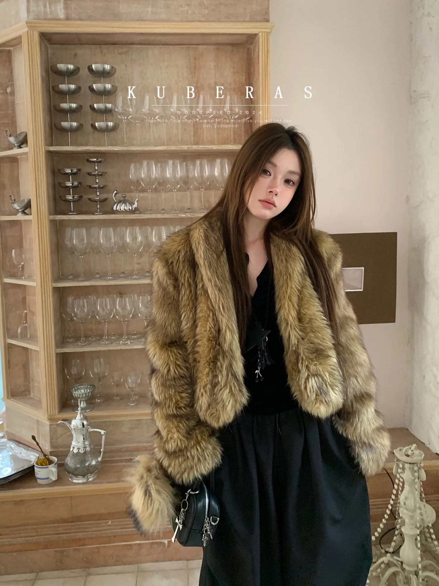 

KAS adient A-ade Faux Fur ort Coat Inteated Leather Winter Thi Warm Women's Jaet Simplici Commute Sle