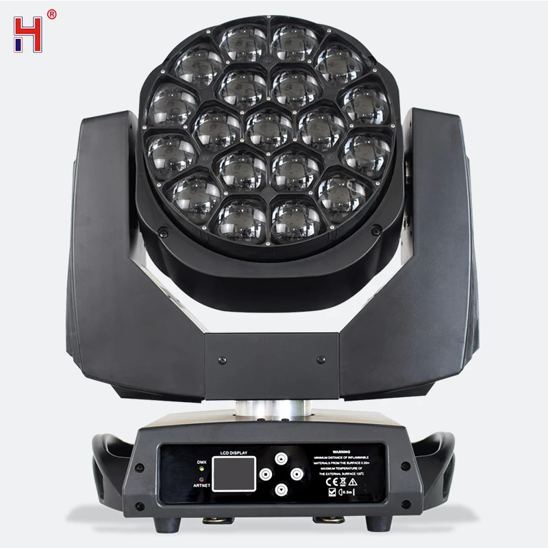 HongYi Big Bees Eyes 19X15W RGBW Zoom Moving Head Light Beam Wash Effect For DMX Concert Home Xmas Wedding Disco Ball Party DJ