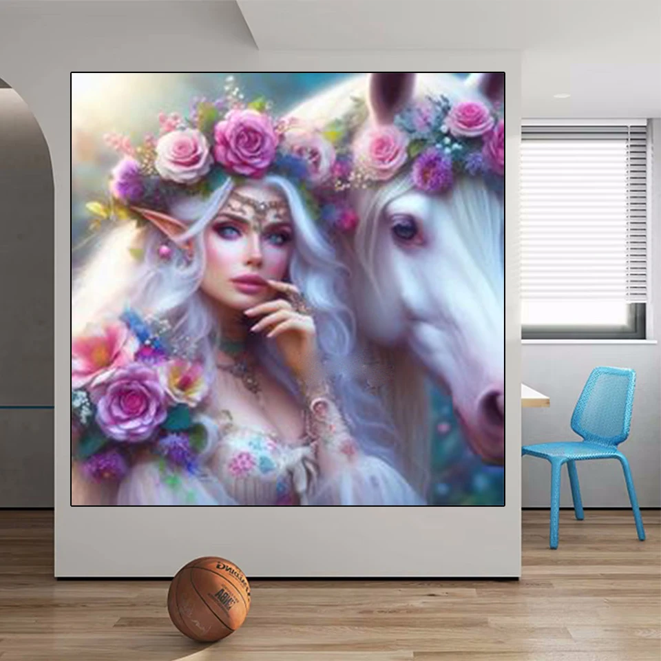 Unicorn Fairy Diamond Painting New 2024 Full Circle Diamond Mosaic Embroidery Cross Embroidery Kit Home  Decoration Handmade