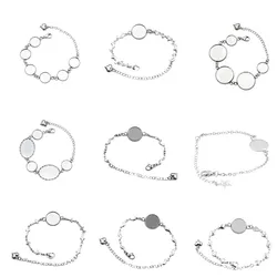 5pcs Stainless Steel Cabochon Bracelet Settings Cabochon 12mm 16mm 20mm Cameo Bracelets Bezel Base Blanks Diy Jewelry Finding