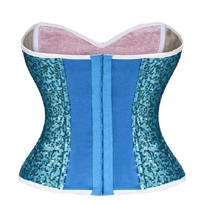 Rainbow Sequin Overbust Sexy Lingerie Corset Top Burlesque Plus Size Gothic Clothes Women Steampunk Waist Trainer Bustier Mujer