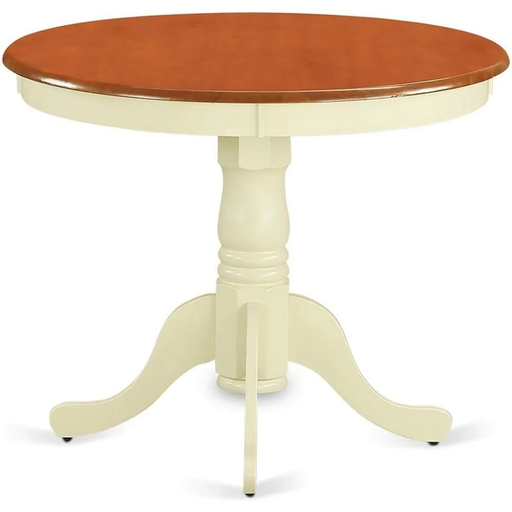 ANT-WHI-TP Antique Modern Dining Table - a Round Kitchen Table Top with Pedestal Base, 36x36 Inch