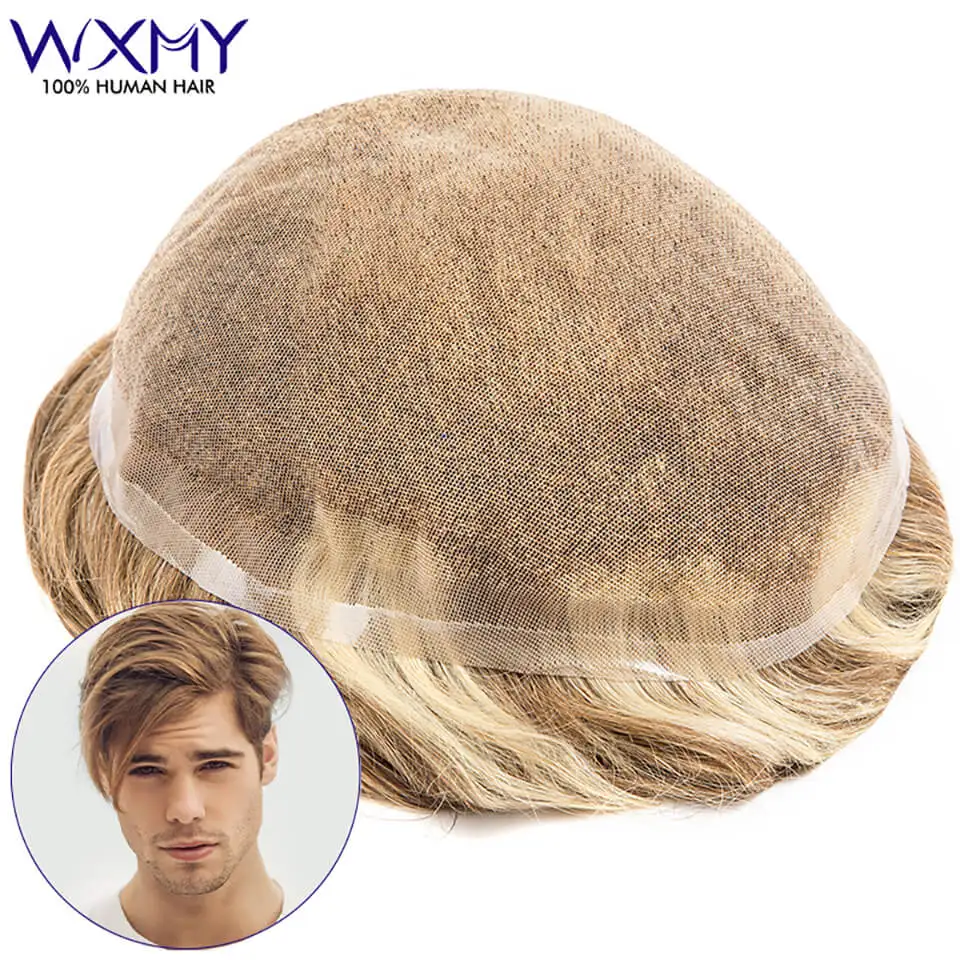 Toupee Men Full Lace Base Male Hair Prosthesis Replacement Systems Breathable Natural Human Hair Man Wig Protesis Capilar Hombre