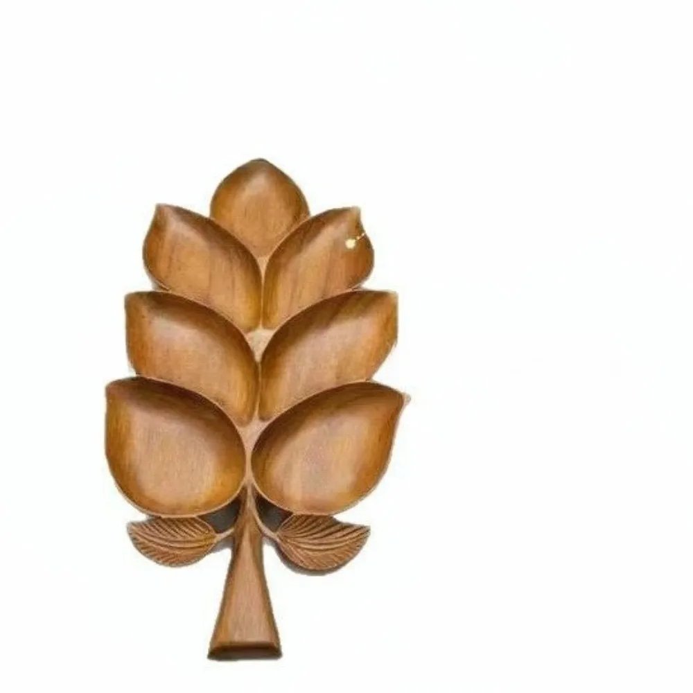 Practical innovation cute wooden leaf tray