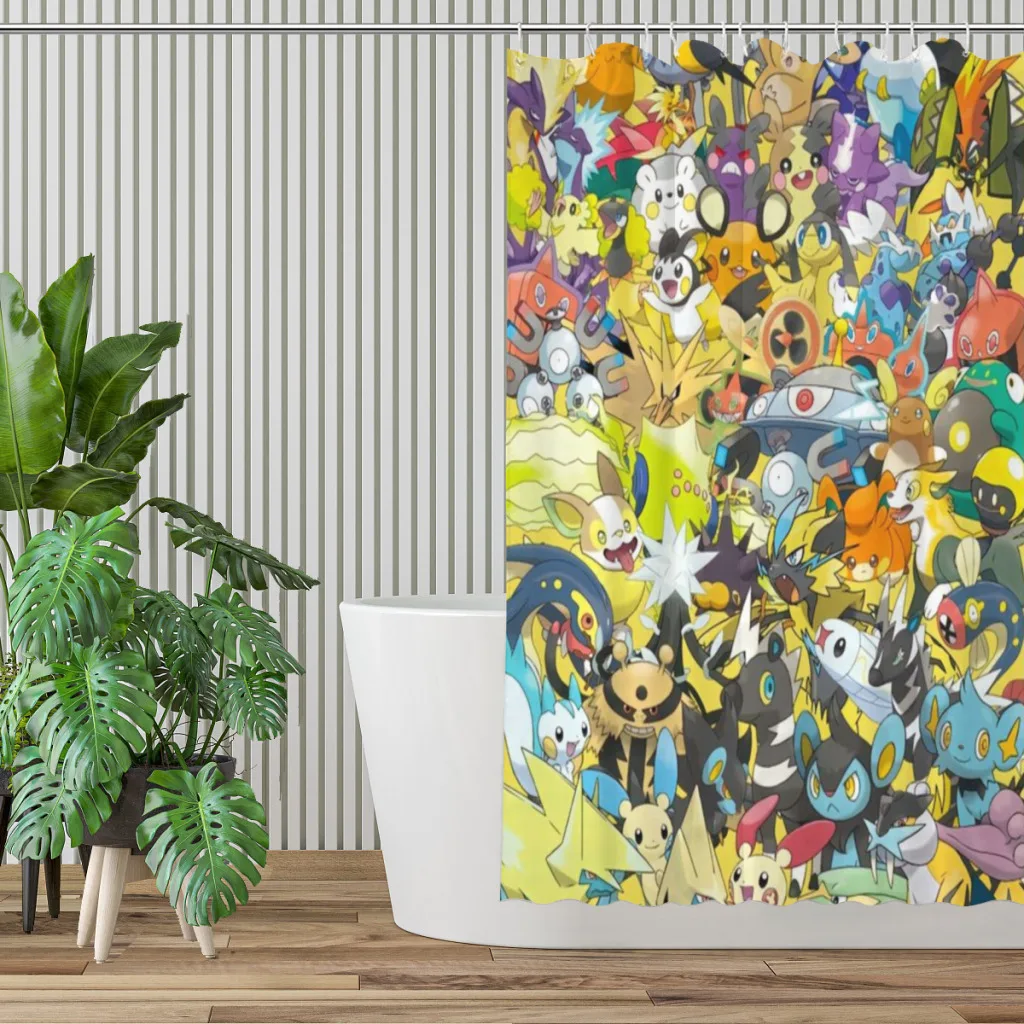 Pokemon Shower Curtain Bathroom Decoration Shower Curtain Birthday Gift