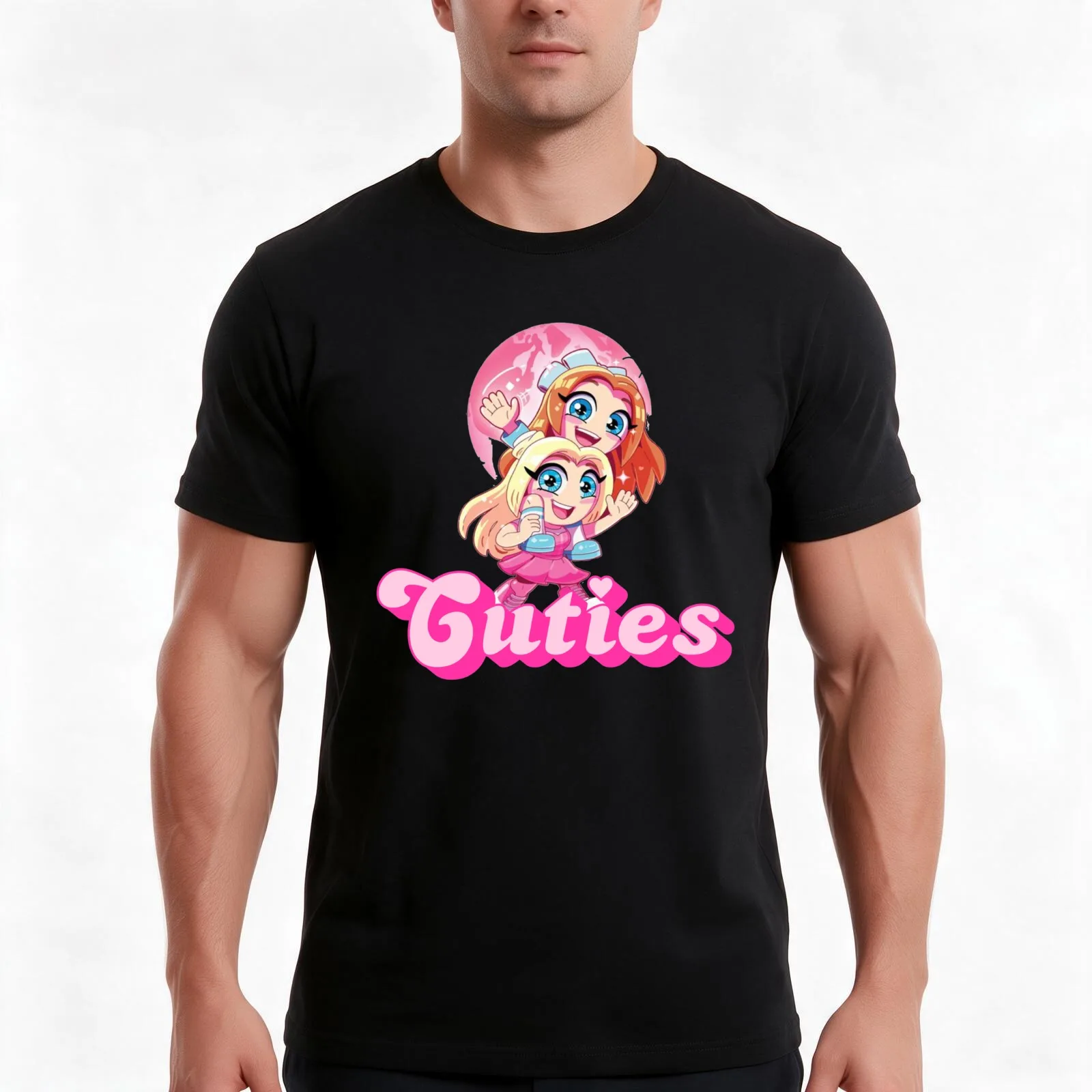 mackenzie Hey Cuties T-Shirt, Summer Casual Cotton Tee, Oversized Streetwear Tops, Vintage Graphic Print, Loose Fit Short Sleeve