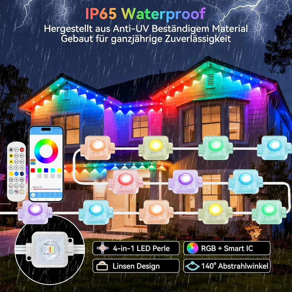 15M 30LED Permanent Traufe LED Lichter 49FT EU Stecker Im Freien Wasserdichte RGB Lichterketten DIY Szene Geburtstag Urlaub party Beleuchtung