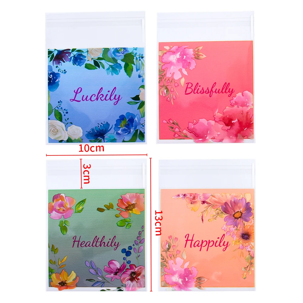 50pcs Lucky Plastic Opp Bags Self Adhesive Pouches for Beads Jewelry Storage Packaging Gift Bag Small Cards Holder