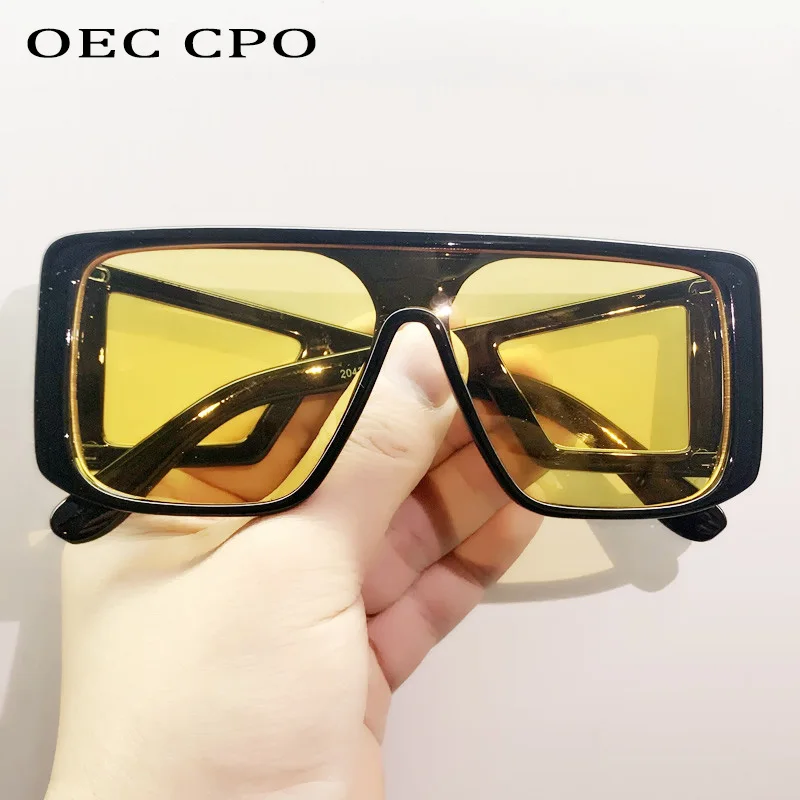 OEC CPO 2024 One Piece Fashion Sunglasses Women Luxury Brand Oversized Eyewear Female Shades Punk Sun Glasses Men UV400