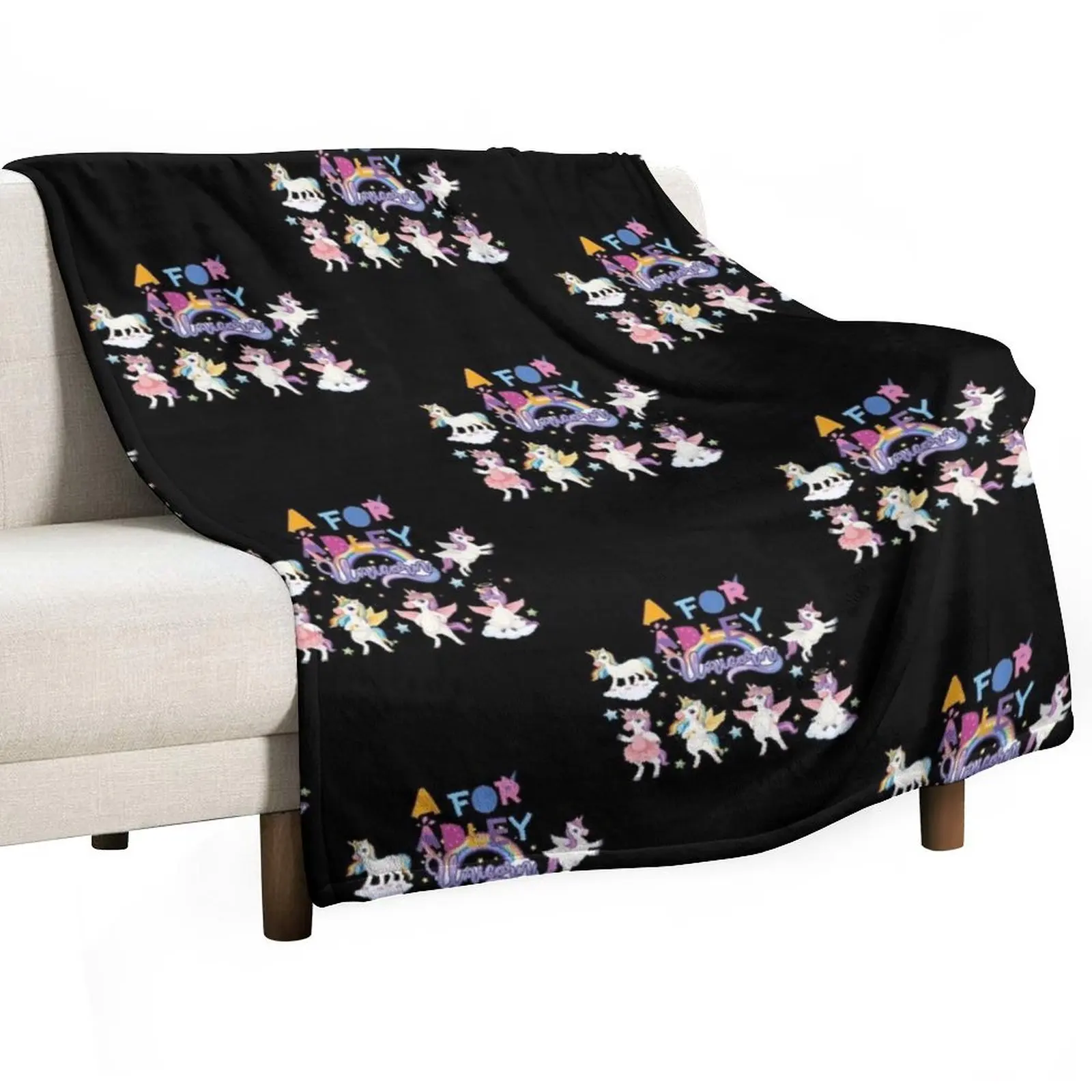 kawai girl a for adley unicorns Throw Blanket For Decorative Sofa Stuffeds for winter Moving Cute Plaid heavy to sleep Blankets
