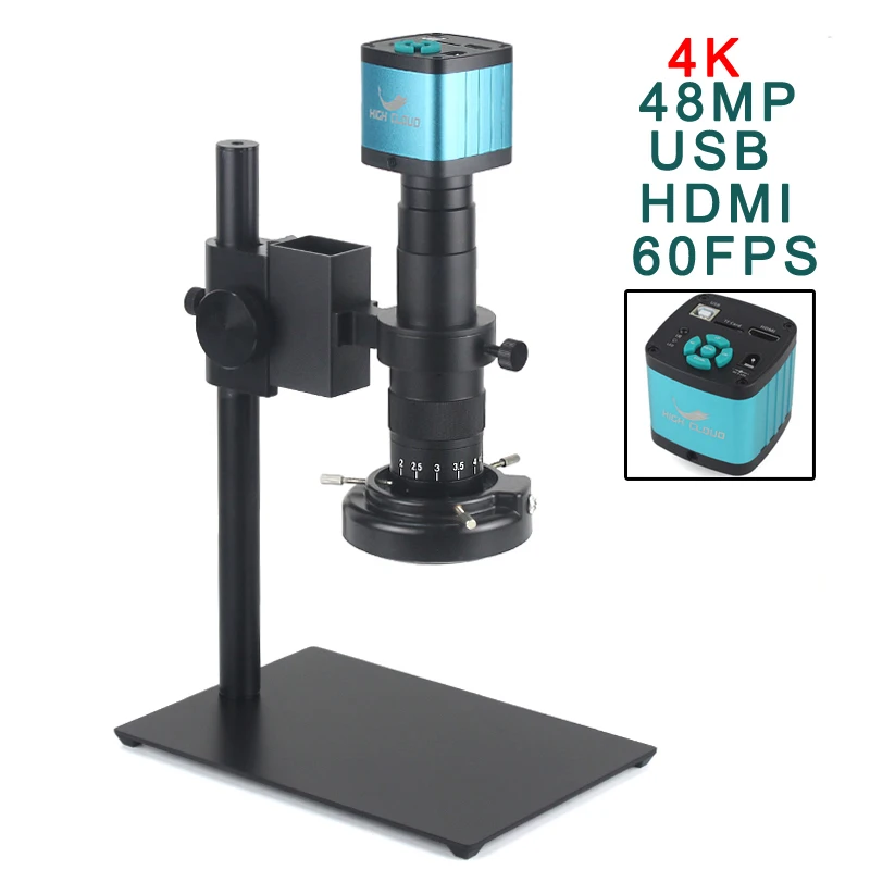 

48MP 4K 2K HDMI USB Digital Video Microscope Camera Industrial Monocular 180X Zoom C-Mount Lens For PCB Phone Repair Soldering