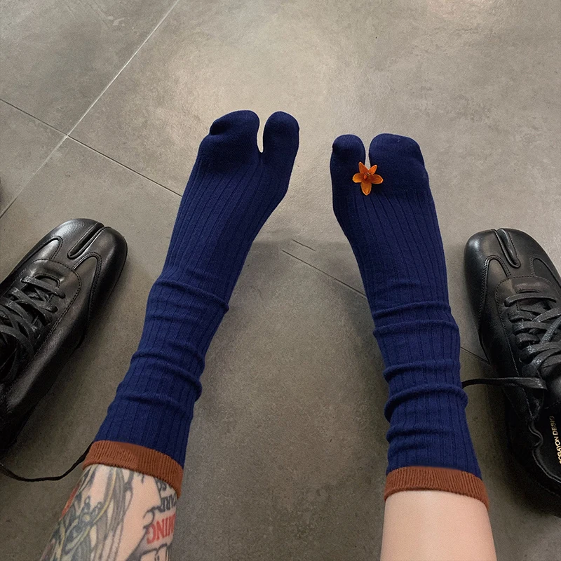 Comfortable For Women Split Toe Cotton Socks High Quality Basic Solid Color Spring Autumn Summer Two-Toed Middle Tube Tabi Sox