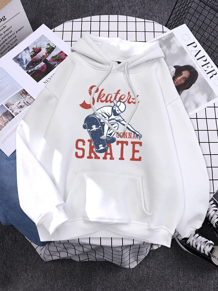 Always Prepared Gonna To Skate Pattern Womens Clothes Crewneck Street Pullover Cartoons Fashion Sweatshirt Fleece Casual Hoodie