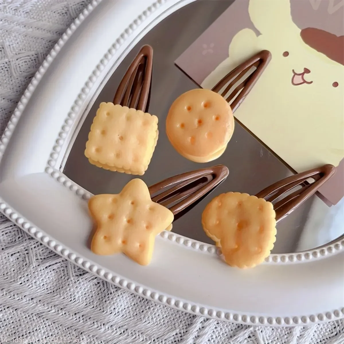 8Pcs/Set Cute Simulation Biscuit Theme Hair Clips Funny Food Hair Barrettes For Women Girls Daily Hairstyle Decor Hair Accessories