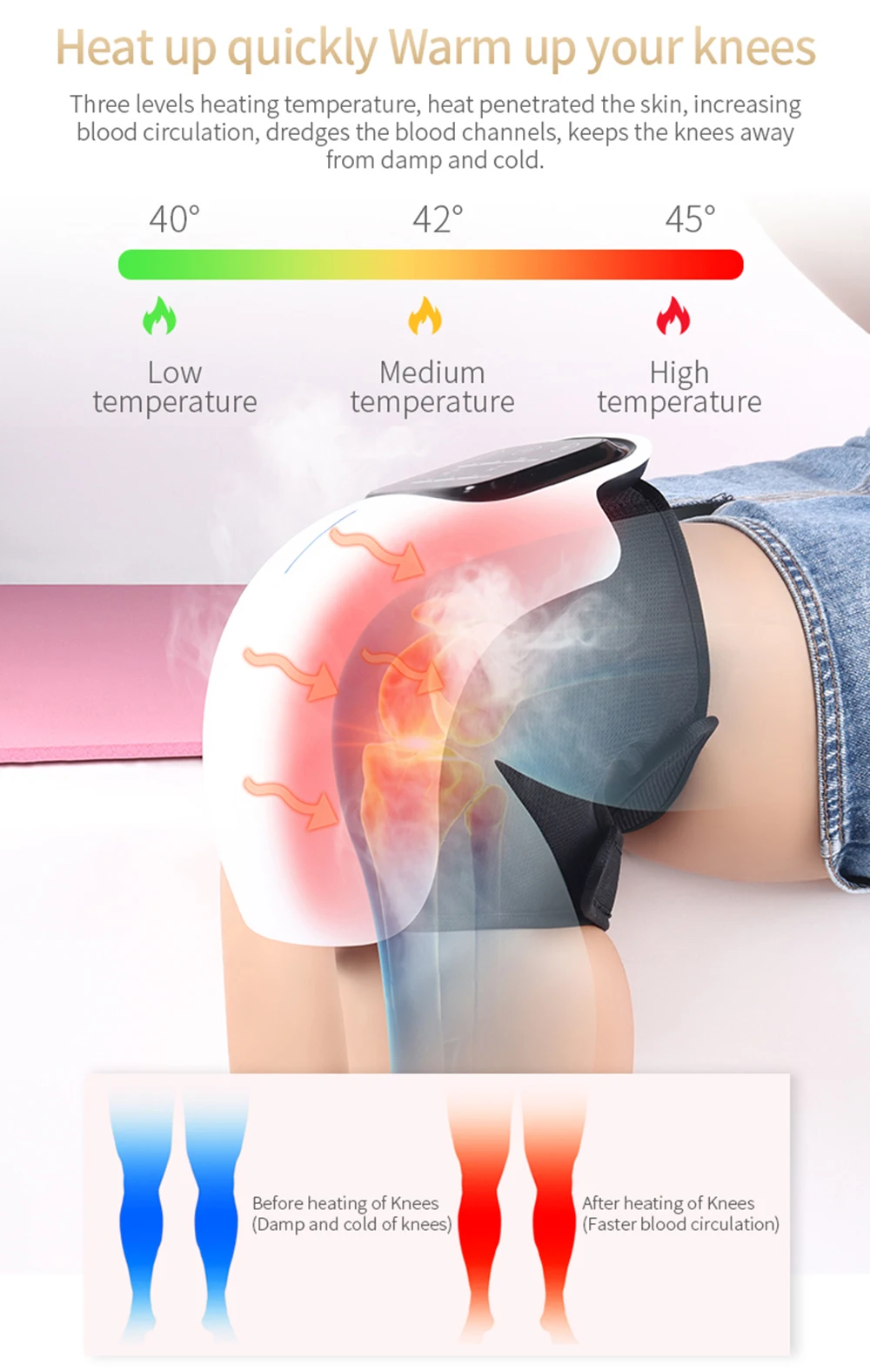 Multifunctional Smart Cordless Knee Massager Vibration Knee Relaxing Massage Machine Joint Knee Device Gifts for Friends