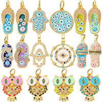Juya Handicraft Colorful Enamel Pendants Slippers Hamsa Fatima Turkish Greek Evil Eye Charms For DIY Fashion Jewelry Making