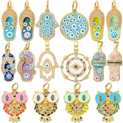Juya Handicraft Colorful Enamel Pendants Slippers Hamsa Fatima Turkish Greek Evil Eye Charms For DIY Fashion Jewelry Making