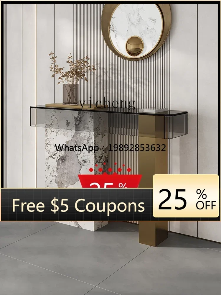 Light Luxury Living Room Wall Stainless Steel Console Table Modern Corridor Curio Cabinet